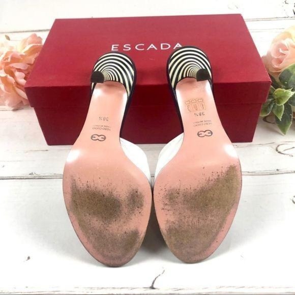 ESCADA Heels. Style Gabby. B&W. Size 8 / 38.5 - Picture 6 of 9